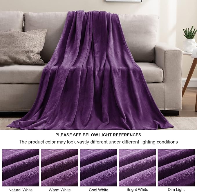 BEDELITE Fleece Blanket Twin Size Purple Throw Blankets for Couch & Bed, Luxury Plush Cozy Fuzzy Blanket 60x80 inches, Super Soft Warm Lightweight Throw Blanket for Travel Camping