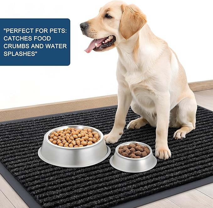 OLANLY Front Door Mat Indoor Outdoor Entrance, Waterproof Heavy Duty Doormat, Fade Resistant, Low Profile, Easy Clean Patio Porch Welcome Floor Mats for Entry, 47x32, Off-Black