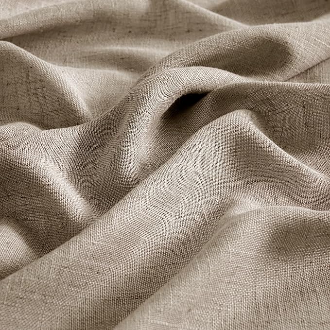 MIULEE Taupe Grey Linen Curtains 96 Inches Long 2 Panels for Bedroom Living Room, Soft Linen Textured Window Drapes Semi Sheer Light Filtering Back Tab Rod Pocket Farmhouse Modern Burlap Look Decor