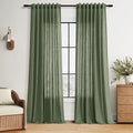 Nanspring Forest Green Linen Curtains for Living Room 120 Inches Long Light Filtering Semi Sheer Curtain Back Tab Wabi Sabi Boho Decor Floor to Ceiling High Window for Bedroom Office 52x120, 2 Panels