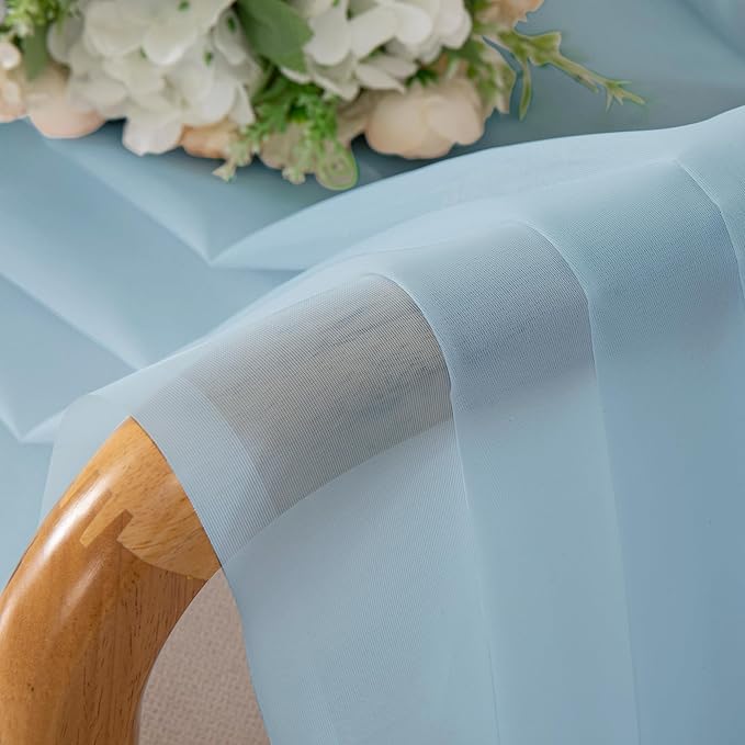 Chyhomenyc Sky Blue Sheer Curtains 120 Inches Long - Light Filtering Voile Extra Long Panel Drapes for Floor to Ceiling Window, Elegant Soft Living Room Curtains, Each 42Wx120L Inch, 10FT, 2 Panels
