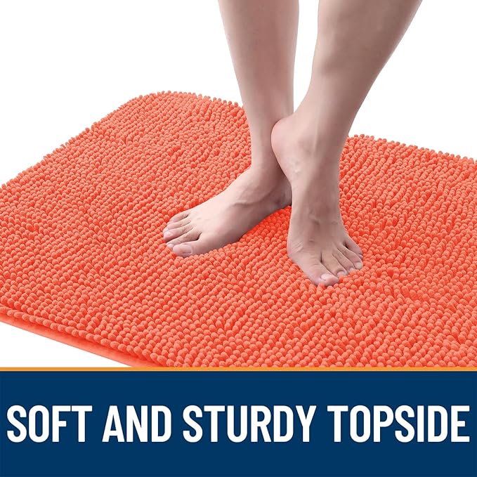 OLANLY Dog Door Mat for Muddy Paws 47x24, Absorbs Moisture and Dirt, Absorbent Non-Slip Washable Doormat, Quick Dry Chenille Mud Mat for Dogs, Entry Indoor Entryway Carpet for Inside Floor, Coral