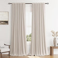 Guken 100% Blackout Curtains 120 Inch Length 2 Panels Set for Living Room Bedroom Back Tab Thermal Insulated Black Out Linen Drapes Room Darkening Window Curtains 120 Inches Long, Sand Beige