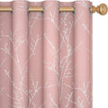 Deconovo Pink Curtains, Blackout Drapes, Thermal Insulated Soundproof Privacy Curtain, Silver Tree Print, 52 x 84 Inch, Machine Washable Window Panels for Girls Bedroom Living Room Nursery, Set of 2
