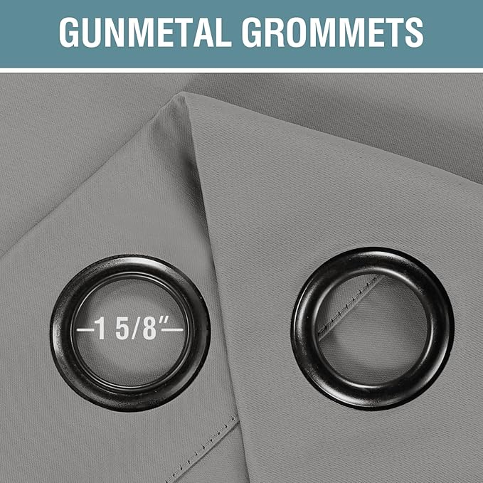 H.VERSAILTEX Blackout Curtain for Living Room Small Window Kitchen Blackout Curtains 45 inch Length Energy Saving Solid Grommet Blackout Drape, One Panel, Dove Gray, 52" W x 45" L