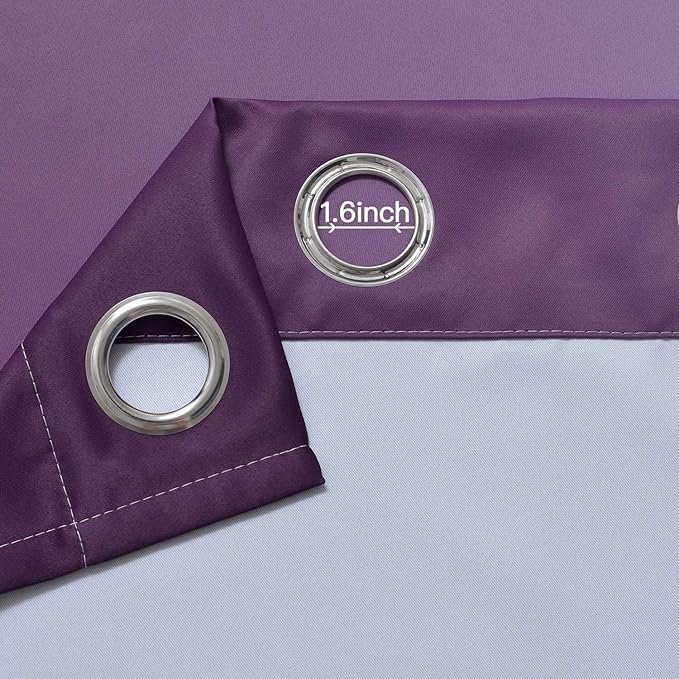 Yakamok Light Blocking Ombre Curtains, Greyish White and Purple Gradient Color Curtains, Room Darkening Grommet Window Drapes for Bedroom(Purple, 42x63 Inch, 2 Panels)