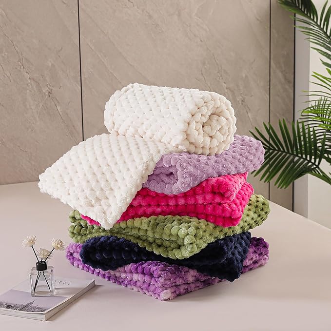 Exclusivo Mezcla Fleece Throw Blanket for Couch, Extra Large Fuzzy Grayish Purple Bed Blankets, Soft Cozy Plush Sofa Throws for All Seasons, 50x70 Inches