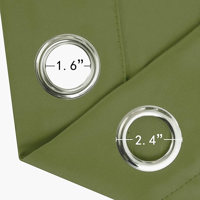 LEMOMO Olive Green Blackout Curtains/52 x 84 Inch Long/Set of 2 Curtain Panels/Thermal Insulated Room Darkening Curtains for Bedroom