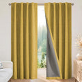 Joydeco Blackout Curtains for Bedroom - 100% Light Blocking 2 Panels Set Yellow Drapes 42" W x 72" L, Thermal Insulated Room Darkening Curtains, Linen Textured for Living Room, Rod Pocket & Back Tabs