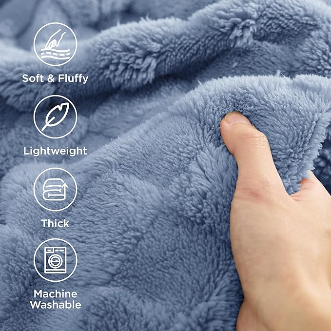 Bedsure GentleSoft Full Size Blankets for Bed Ashley Blue - Super Soft Cozy Fleece Blanket for Kids Girls, Large Fuzzy Throws for Bedroom Decor, 84x90 Inches
