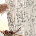 jinchan Linen Blend Curtain Floral Curtains for Living Room 45 Inch Length Black Printed Curtain Rod Pocket Back Tab Farmhouse Peony Flower Patterned Drapes Bedroom Window Curtains Set 2 Panels