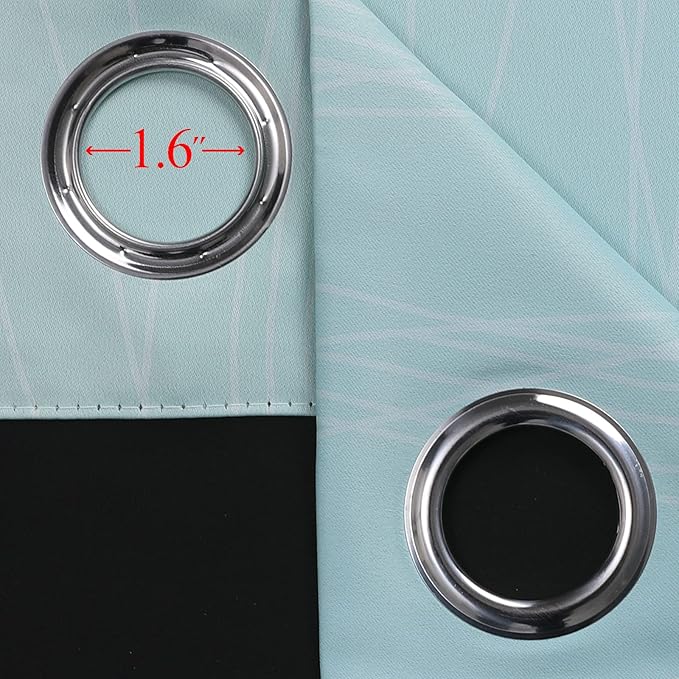 Estelar Textiler Aqua and Beige Blackout Curtains 54 Inch Length, Light Blocking Gradient Grommet Drapes for Living Room, Thermal Insulated Ombre Curtains for Bathroom,52Wx54L,2 Panels