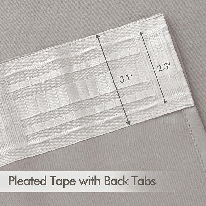 MIULEE Stone Back Tab Blackout Curtain 96 Inch Long 2 Panels Set for Bedroom, Rod Pocket/Pinch Pleat Thermal Insulated Living Room Darkening Pleated Light Blocking Floor to Ceiling Drape