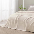 BEDELITE Fleece Blankets Queen Size Beige Throw Blankets for Bed, Luxury Plush Cozy Fuzzy Blanket 90x90 inches, Super Soft Warm Lightweight Throw Blanket All Seasons Suitable