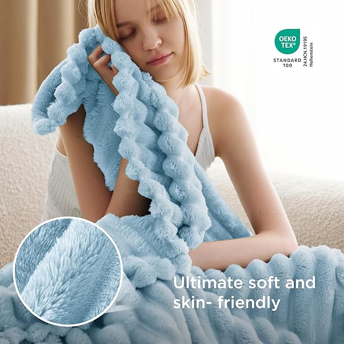 Bedsure GentleSoft Blue Twin XL Blanket for Bed - Cozy Soft Blankets for Women, Cute Small Fleece Throws for Girls, Birthday Gifts for Women Decor Gifts, Light Blue, 66x90 Inches