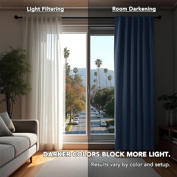 Deconovo Blackout Curtains, Thermal Insulated, W42 x L95 2 Panels, Back Tab, Machine Washable, Room-Darkening Drapes for Bedroom/Living Room Stone Blue