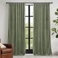 RYB HOME Sage Green Velvet Curtains 96 inch, Room Darkening Super Soft Velvet Drapes for Living Room Thermal Insulated Pleat Tapes Window Treatment for Bedroom Playroom, W52 x L96 inch, 2 Panels