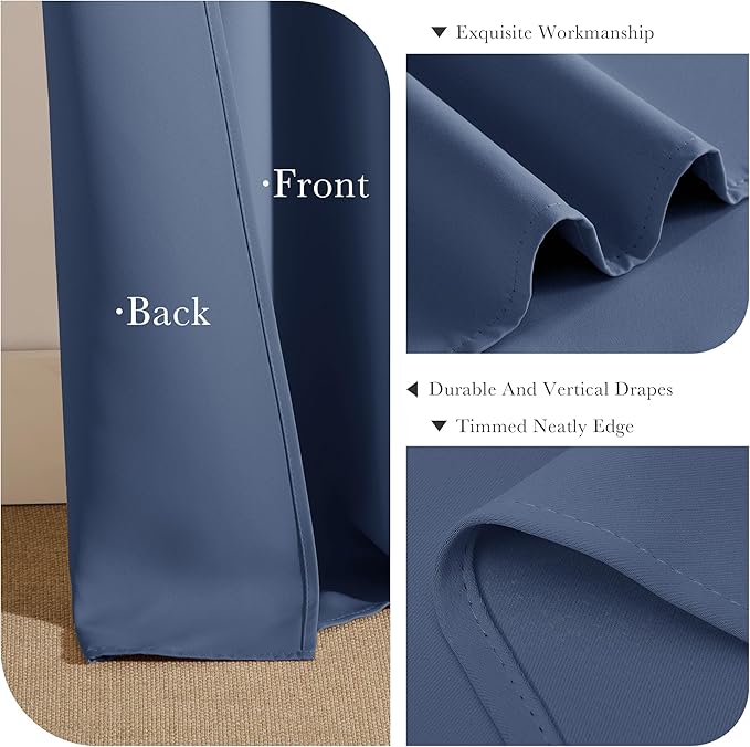 PONY DANCE Window Curtains 30 inches Long - Bedroom Drapes Set for Home Decoration All Season Modern Design Panels Match with Draperies, W 42 by L 30 Inches, Blue Haze, Set of 2