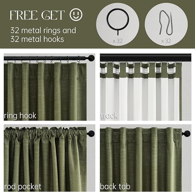 Topfinel Long Curtains for Living Room Custom 105 Inch,Sun Blocking Elegant Internet Farmhouse Curtains Burg for Bedroom Aesthetic Thermal Blackout Drapes Fabric Thick 2panels Back Tab Hooks Pleated