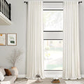 Cream Linen Curtains 216 Inches Long for Living Room Extra Long Back Tab Curtains Neutral Farmhouse Light Filtering Semi Sheer Linen Drapes Ceiling to Floor for Large Window 2 Panels Set 52x216