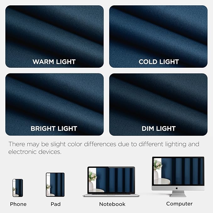 Joydeco Blackout Door Curtain for Doorway Privacy 96 Inches Long, Grommet Closet Curtain for Open Closet, Room Divider for Bedroom Living Room (Navy Blue, 52Wx96L, 1 Panel)