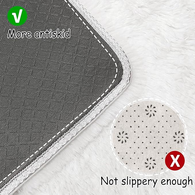 Small Area Rug for Bedroom 3x5ft Mini White Fluffy Rug Mat Bedside Throw Rug for Kids Room Boys Teens Nursery Baby Dorm Living Room Home Decor Aesthetic Carpets
