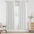 Guken White 100% Blackout Linen Curtains 52 Inch Wide by 74 Inch for Living Room Bedroom Back Tab/Rod Pocket Thermal Insulated Black Out Linen 2 Drapes Room Darkening Window Curtains
