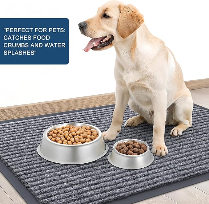 OLANLY Front Door Mat Indoor Outdoor Entrance, 2-Pack 35 x 23 Inch, Waterproof Heavy Duty Doormat, Fade Resistant, Low Profile, Easy Clean Patio Porch Welcome Floor Mats for Entry, Light Gray