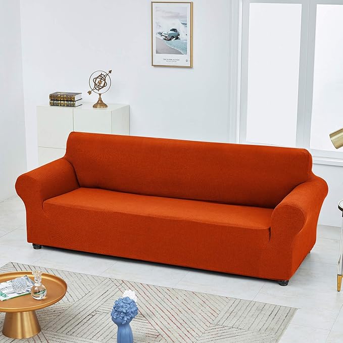 Joccun Stretch Couch Cover Slipcovers, 1-Piece Sofa Covers for 3 Cushion Couch Spandex Jacquard Washable Furniture Protector Cover for Living Room,Kids,Pets(Sofa,Pureed Pumpkin)