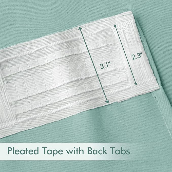 MIULEE Aqua Back Tab Blackout Curtains 84 Inch Length 2 Panels Set for Living Room Bedroom Privacy, Rod Pocket/Pinch Pleat Thermal Insulated Room Darkening Pleated Light Blocking Drapes