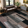 LIANLAM 8x10 Washable Area Rugs for Living Room and Bedroom, Vintage Checkered Pattern Non-Slip Carpet, Stain Resistant Low Pile Soft Rug for Dining Room,Office,Nursery,Kids Room(8x10,Chocolate)