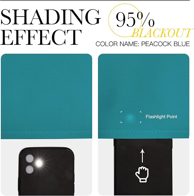NICETOWN ROM Darkening Curtains 45 inch Length 2 Panels, Thermal Insulated Grommet Blackout Curtains for Modern Casual Elegant Bedroom Kids Room Theme Decoration (Peacock Teal, 2 Pieces, W42)