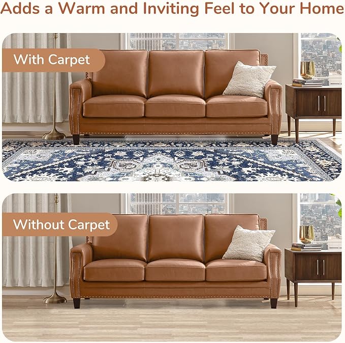 OPPODREAM Soft Round Rug 4ft, Washable Circle Rug 4ft with Non Slip Backing Play Room, Low-Pile Carpet 4 ft, Small Faux Cashmere Throw Carpet, Navy Blue & Gold