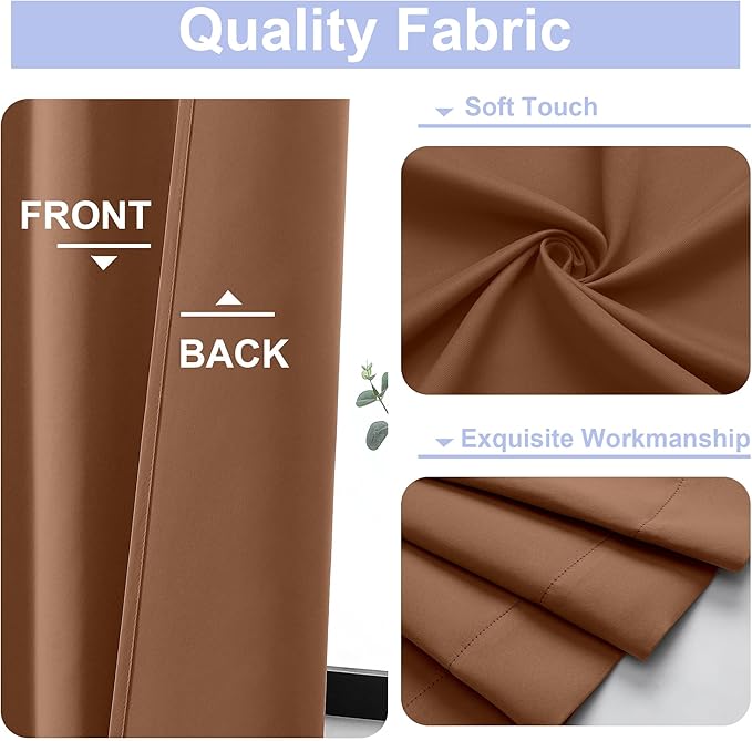 Simplebrand Ava Sun Baked Blackout Curtains for Bedroom 63 Inch Length 2 Panels, Solid Thermal Insulated Energy Saving Rod Pocket Window Treatment Curtains Blackout Drapes, W40 x L63 Inch, Sun Baked