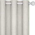 Deconovo Beige Blackout Curtains, Room Darkening Curtain, Thermal Insulated Soundproof Drapes, Silver Wave Dots Print, 38 x 84 Inch, Machine Washable Window Panels for Living Room Bedroom, Set of 2