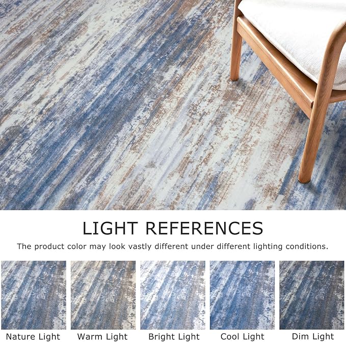 KOZYFLY Modern Abstract Hallway Runner Rug, 2x8 Kitchen Rugs Non-Slip Washable Soft Striped Runner Rugs, Print Blue Rust Carpet Runner for Entryway Bathroom Laundry Room Foyer