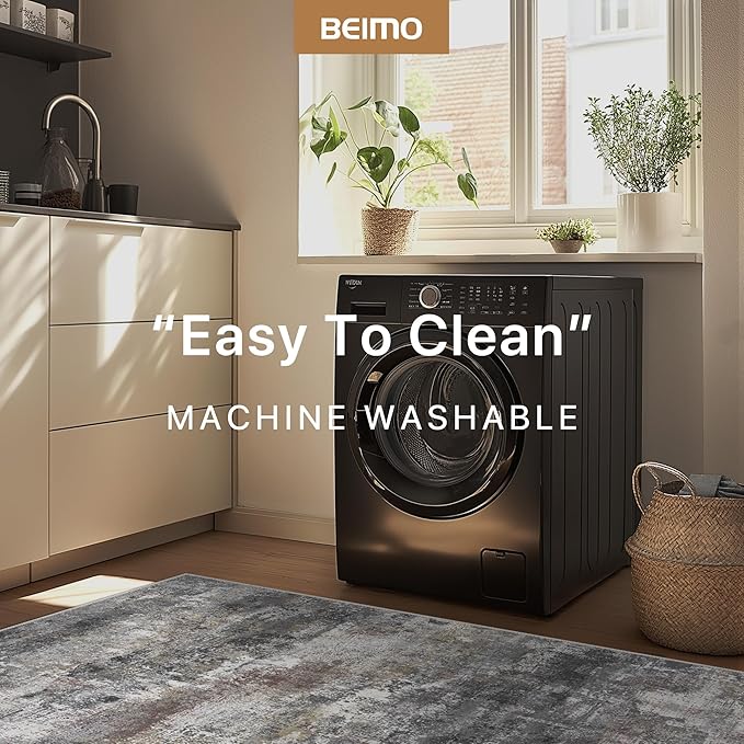 BEIMO Runner Rug for Hallway Kitchen 2x8 Machine Washable Runners Rug for Entryway, Dark Gray Soft Modern Abstract Throw Rugs, Floor Carpet with Non Slip Rubber Backing