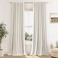 Guken Cream 100% Blackout Curtains 144 Inch Length 2 Panels Set for Living Room Bedroom Back Tab Thermal Insulated Black Out Linen Drapes Room Darkening Window Curtains