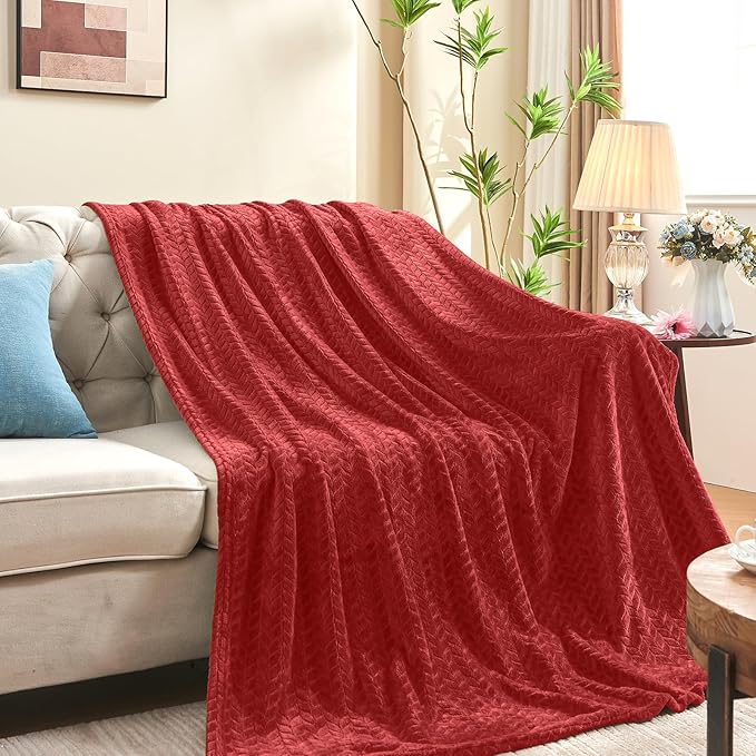 inhand Ruby Red Fleece Throw Blanket for Couch, Super Soft Flannel Blanket, Lightweight Fuzzy Blankets Sofa Bed Office, Washable Cozy Plush Fleece Blankets&Throw for All Season(50x60 Inches)