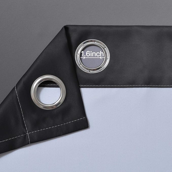 Yakamok Room Darkening Ombre Curtains 36 Inch Length, Black and Greyish White Thermal Insulated Gradient Color Curtains,Light Blocking Grommet Window Drapes for Bedroom,52 Inch Width,2 Panels