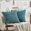 Fancy Homi 2 Packs Teal Decorative Throw Pillow Covers 16x16 Inch for Living Room Couch Bed Sofa, Rustic Farmhouse Boho Home Decor, Soft Corss Patchwork Corduroy Textured Square Cushion Case 40x40 cm