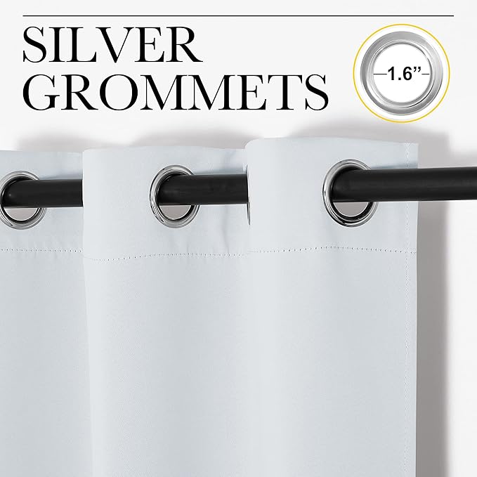 NICETOWN Blackout Curtains Panels for Bedroom, 2 Panels, 52 x 80 Inch, Greyish White, 3 Pass Microfiber Noise Reducing Thermal Insulated Solid Ring Top Blackout Window Drapes