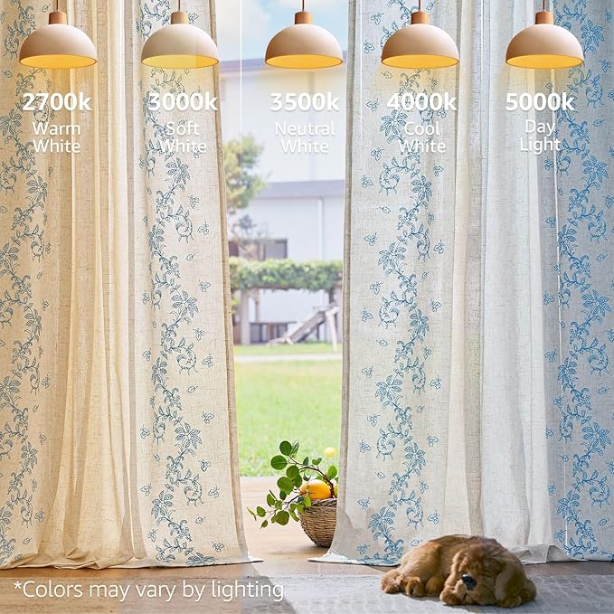 jinchan Evelyn Embroidered Linen Curtains 84 inch Long 2 Panels Blue Curtains for Living Room Bedroom Farmhouse Cottage Core Semi Sheer Light Filtering Floral Window Drapes Rod Pocket Back Tab