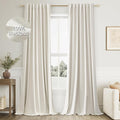Guken Cream 100% Blackout Linen Curtains 96 Inch Length 2 Panels Set for Living Room Bedroom Back Tab Thermal Insulated Black Out Drapes Room Darkening Window Curtains Ivory Natural