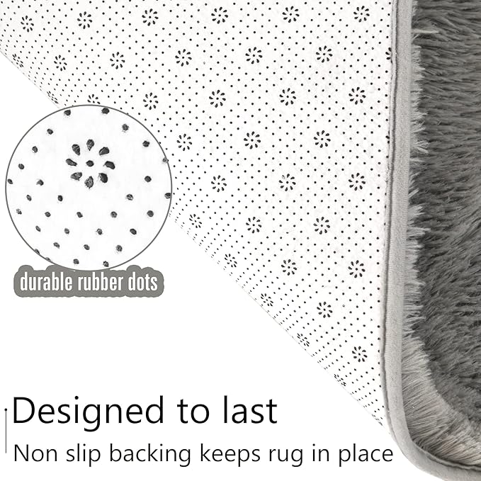 LOCHAS Ultra Soft Indoor Modern Area Rugs Fluffy Living Room Carpets for Children Bedroom Home Decor Nursery Rug 4x6 Feet, Gray