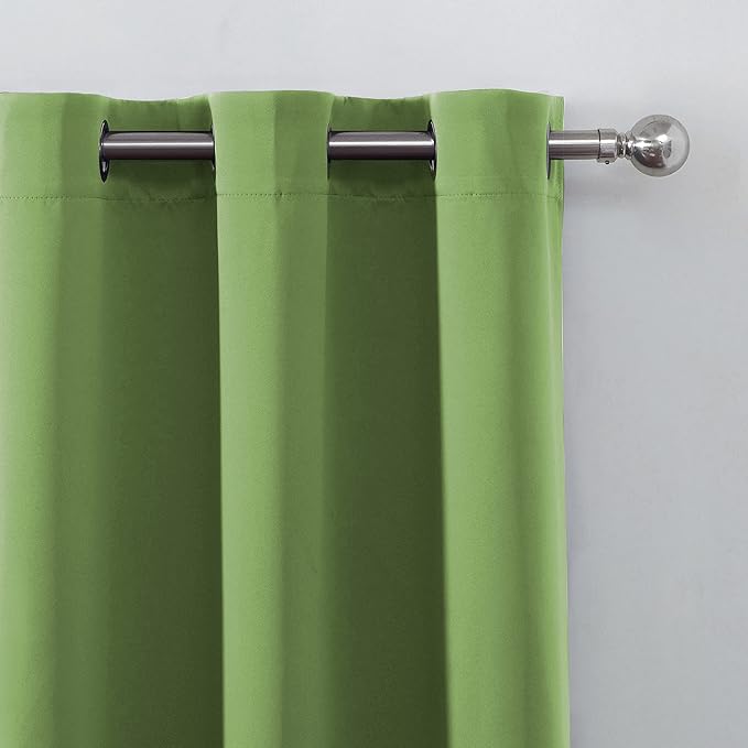 LEMOMO Light Green Thermal Blackout Curtains/52 x 72 Inch/Set of 2 Panels Room Darkening Curtains for Bedroom