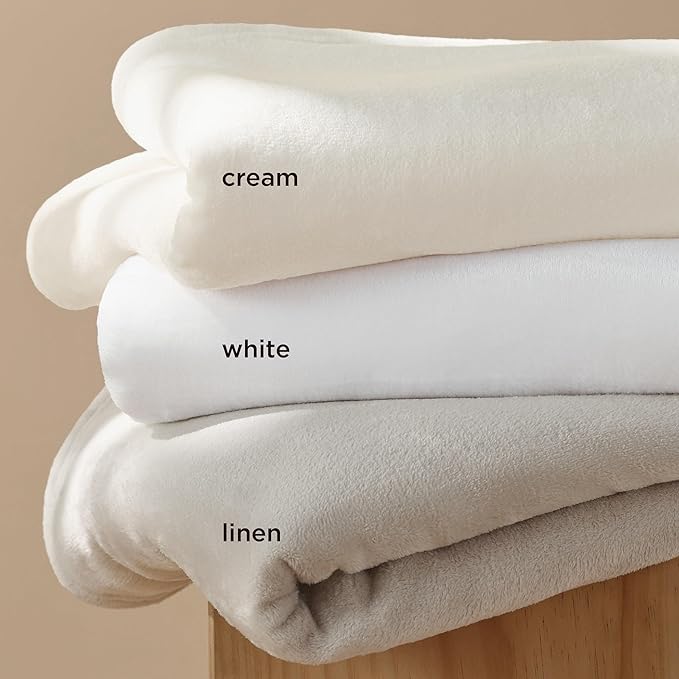 Bedsure GentleSoft Fleece Throw XL Blanket Cream - 300GSM Soft Lightweight Plush Cozy Blankets for Bed, Sofa, Couch, Travel, Camping, 50x70 inches