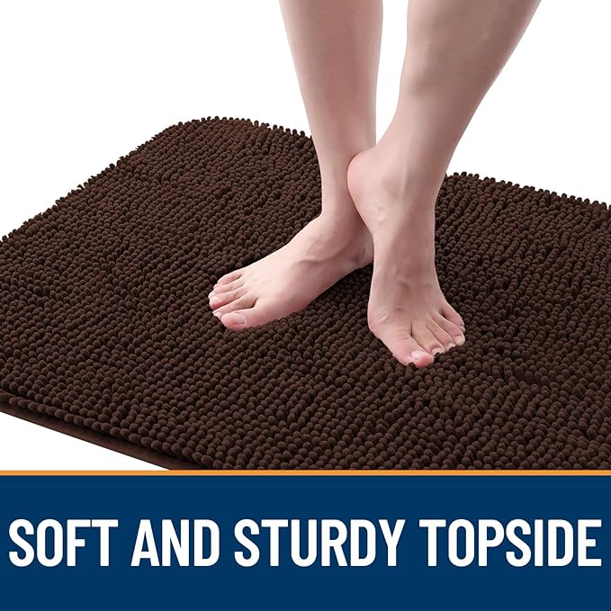 OLANLY Dog Door Mat for Muddy Paws 50x30, Absorbs Moisture and Dirt, Absorbent Non-Slip Washable Doormat, Quick Dry Chenille Mud Mat for Dogs, Entry Indoor Entryway Carpet for Inside Floor, Brown
