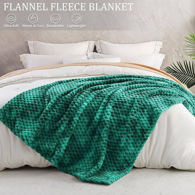 Exclusivo Mezcla Fleece Twin Blanket for Bed, Extra Large Fuzzy Tie-dye Teal Bed Blankets, Soft Cozy Plush Sofa Throws for All Seasons, 60x80 Inches