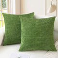 CaliTime Throw Pillow Covers Decorative 24 X 24 Inches Pack of 2 Cozy Chenille Cushion Cases for Couch Sofa Bed Living Room Home Forest Green